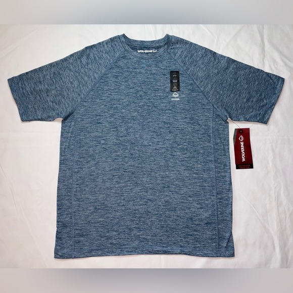 Wolverine NWT Men’s Size M Lake Blue Heather Eco Sun Stop Short Sleeve Shirt - Picture 1 of 8